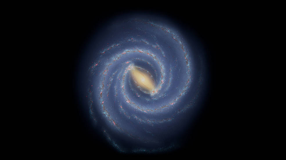 Illustration av vår galax Vintergatan.